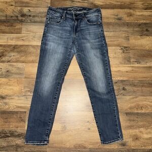 American Eagle Blue Denim Jeans Size 8 Short Super Stretch